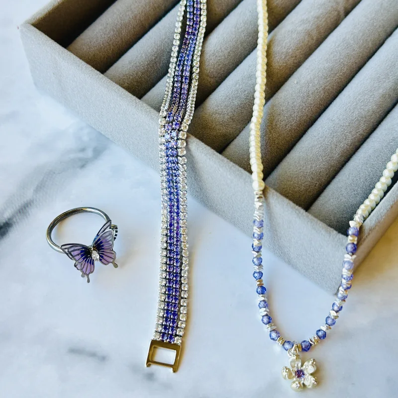 Jewelry on a display tray